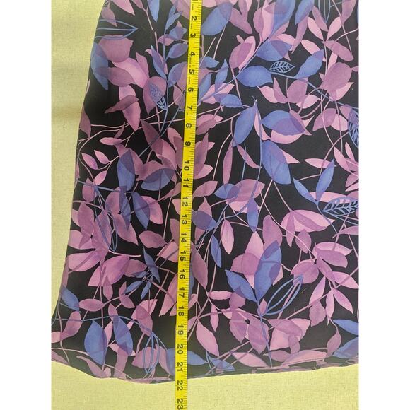 Ann Taylor Womens Dark Floral Fairy Silk Skirt Size 12 Purple Flowy Chiffon - Picture 9 of 9